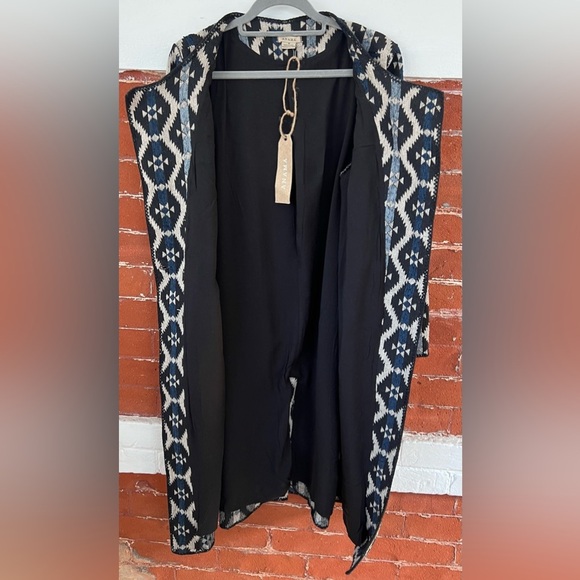 Anama Southwestern Geometric Tapestry Coat Blue Black Woven Jacket NWT Size M - Picture 10 of 17